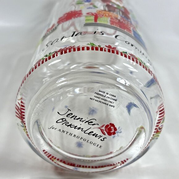 Jennifer Orkin Lewis Anthropologie Pitcher Carafe Christmas Clear Glass Painted - Picture 9 of 11